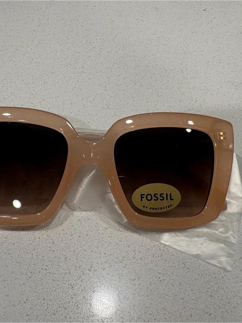 Fossil Women's Beige Oversized Square Sunglasses